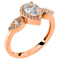 Δαχτυλίδι σταγόνα από ροζ χρυσό Κ14 με ζιργκόν